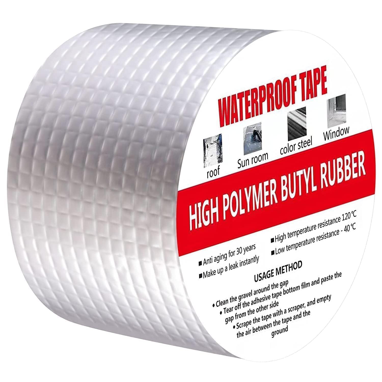 Aluminium Silver Waterproof Tape 4 Inch x 5 Meter | High Polymer Butyl Rubber Sealing Tape for Roof, Window, Pipe, Wall & Leak Repair-image-18