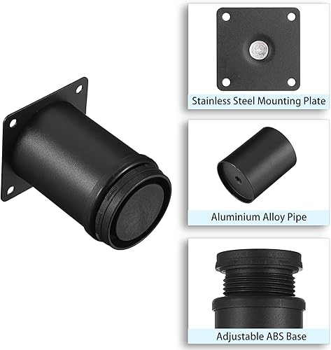 Miniatura 4 de OwnMy 4 patas de muebles de acero inoxidable de 3 pulgadas, patas de gabinete de metal resistente, elevadores redondos ajustables de metal para