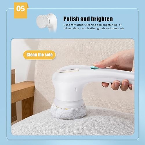 Miniatura 9 de TOPINCN Cepillo eléctrico, cepillos de mano, inalámbrico, recargable, con 5 cabezales de cepillo para ducha, bañera, azulejos, fregadero, ventana