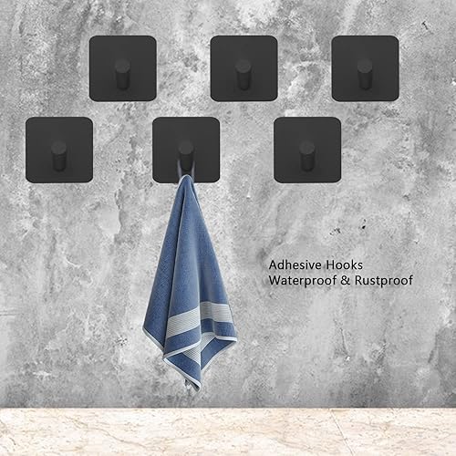 Miniatura 77 de PMMASTO Ganchos para toallas – Gancho de pared resistente para colgar – Ganchos de ducha (negro, forma de J, 6 unidades) Negro,Plata " J " forma 6