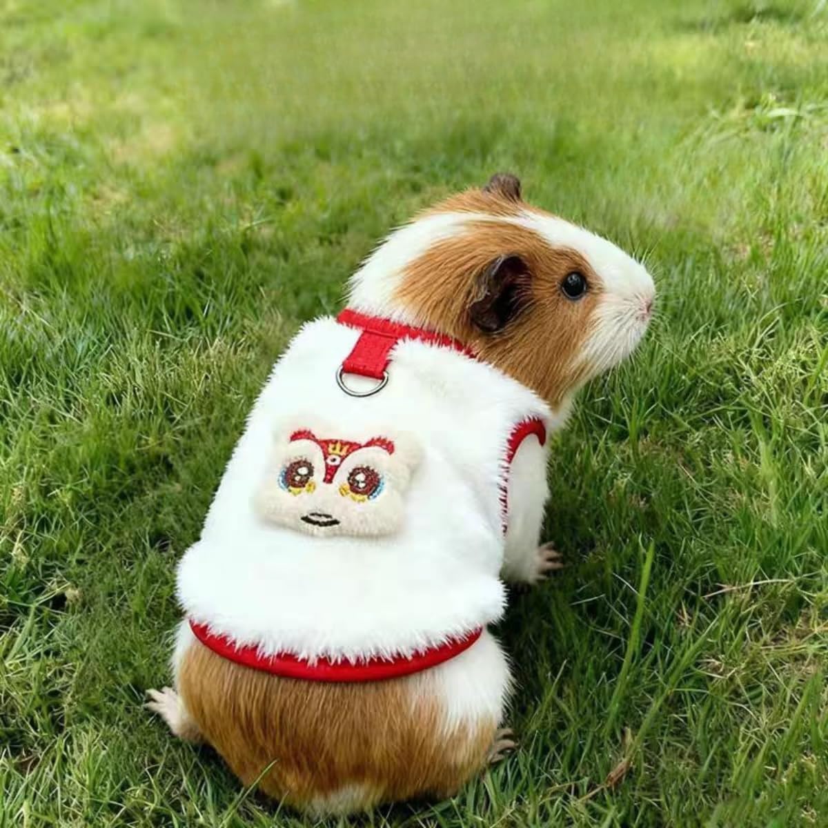 7PCS Winter Rabbit Clothes Vest Cute and Warm New Year Festive Fleece Outfit Small Animal Costume for Rabbits, Guinea Pigs, Ferrets, Puppies, Kittens and Other Small Pets (Small)