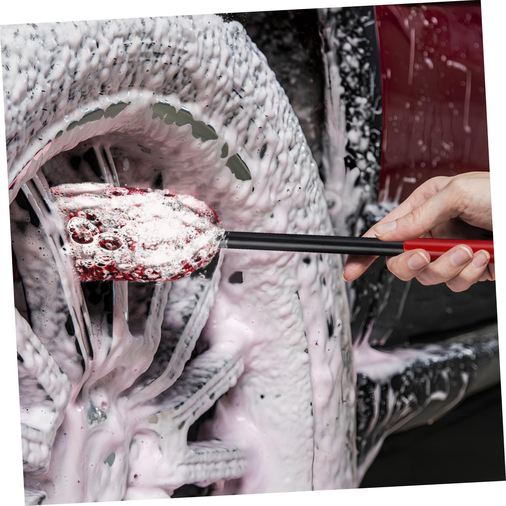 Autoreifen Reinigungsset mit Flexiblen Kunststoff und Wollbürstenköpfen 3 Stück Universell Einsetzbare Felgenreiniger für Radnaben und Reifen Reinigung