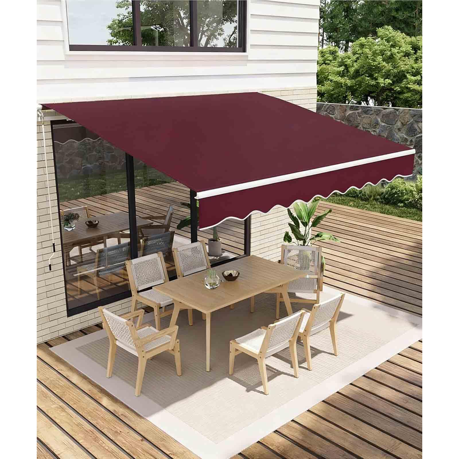 (Only Cloth) 2.0m 2.5m 3.0m 3.6m 4m 5m Awning Fabric Replacement Fabric, Waterproof Oxford with Valance Durable With Uv Protection, for Courtyard, Balcony, Restaurant,004,5x4m(16x13ft)