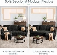 Vista 4 de JAMFLY Sofá cama extraíble con diván de almacenamiento, sofá modular de pana en forma de L, sofá convertible de 3 plazas con almacenamiento oculto