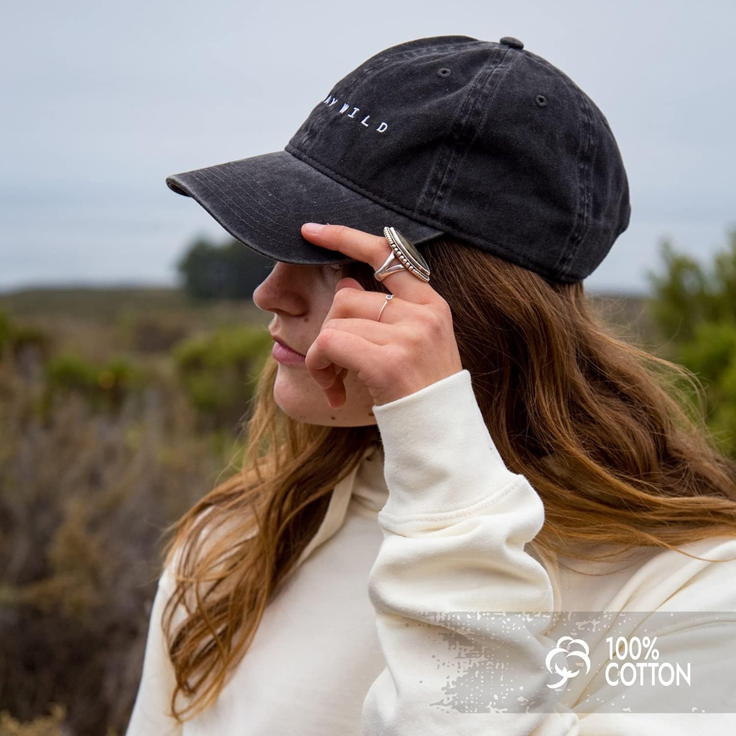 Atticus Poetry Hat, Embroidered Brushed Cotton Women’s Baseball Hat Unisex Fit, Adjustable One Size
