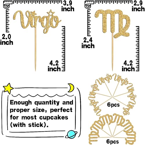 Miniatura 2 de 12 adornos para tartas Virgo, gran energía Virgo/Virgo, decoración para tartas, 12 constelaciones de Virgo, agosto, septiembre, cumpleaños,