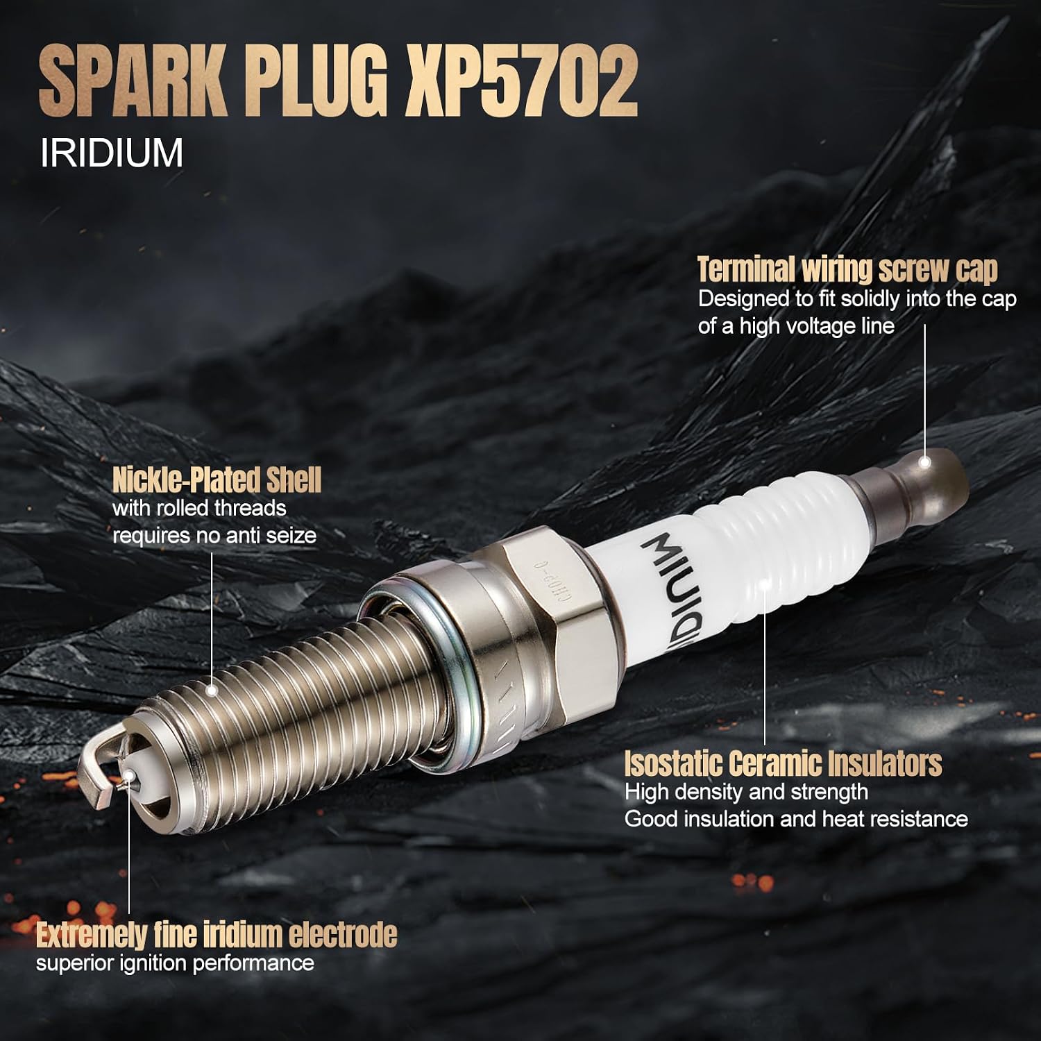 XP5702 Iridium Spark Plugs 4 Pack Compatible with TL ILX RLX MDX TLX Accord Odyssey Civic Pilot HR-V Elantra Coupe GT Tucson Soul Forte 1.8L 2.0L 2.4L 3.5L L4 V6 Replacement for LKR7AIX 93911