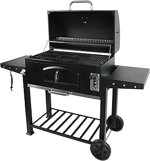 Grill Boss Charcoal Grill with Large 32-Inch Cooking Area - Includes Warming Rack, Side Shelves, Bottom Storage and Wheels for Outdoor BBQ, Tailgating, Camping & Backyard Grilling