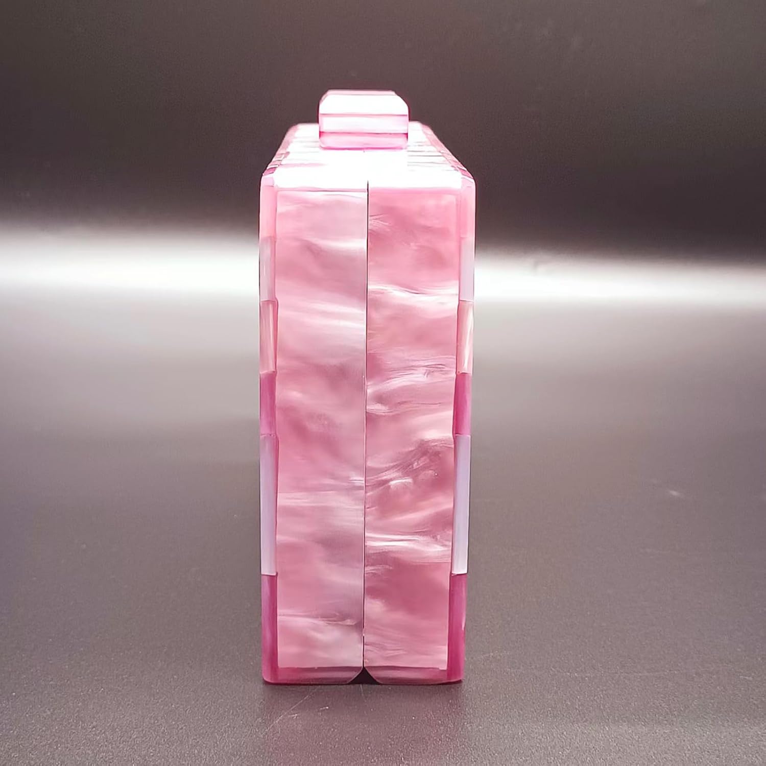 Acrylic Pink Evening Bag, Clutch Purses for Women, Colorful Geometry Motifs Crossbody Bag for Wedding Party - Image 3