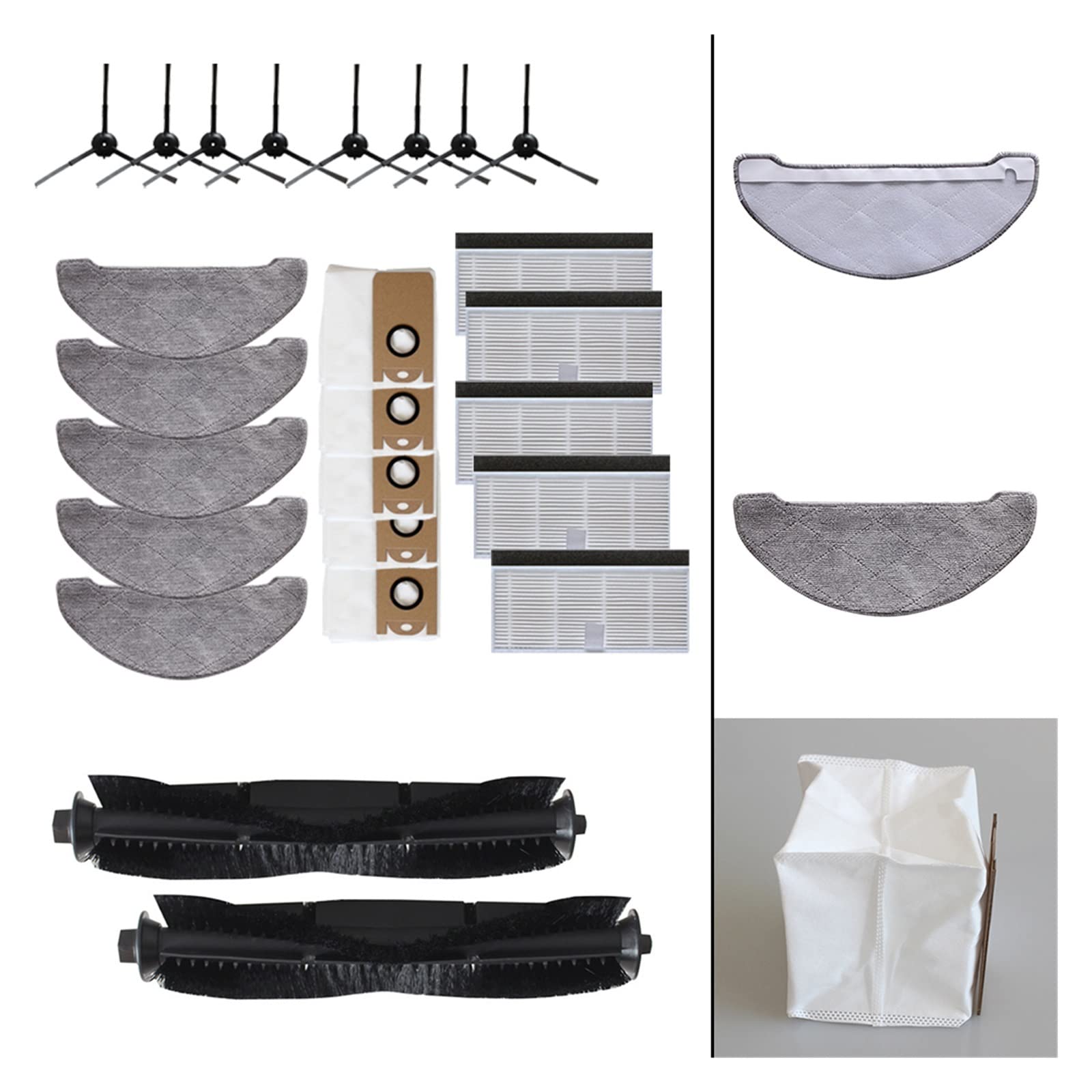 BENSOI Piezas Compatibles con Laresar L6 Pro Compatible con Robot Aspirador Ultenic T10 Almohadillas for Mopa Bolsas for el Polvo Robot Barredora Recambio Accesorios