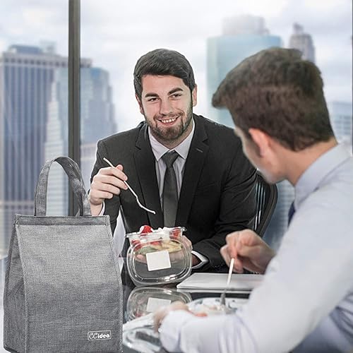 Miniatura 12 de Ccidea - Lonchera sencilla impermeable, aislada, bolsa grande para llevar comida Negro-a,Gris,Gris (Grey-A),https:/ www.Yaxa/dp/undefined