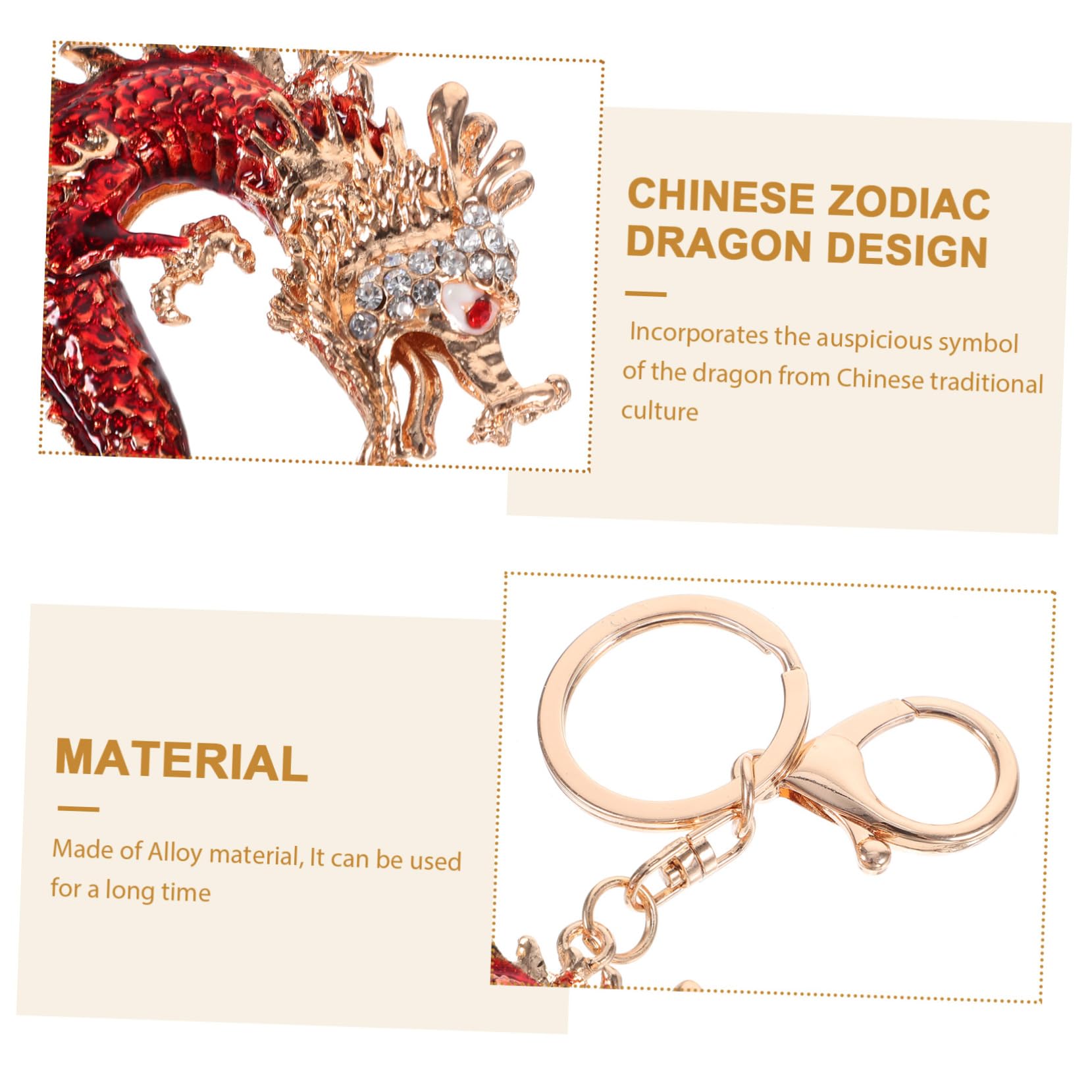 Healevedein Jahr des Drachen Schlüsselanhänger gefälscht Schlüsselbund Hallo glucksbringer auto schlüsselanhänger car key chain Schlüsselkettenringe Keyring -Zubehör Legierung rot
