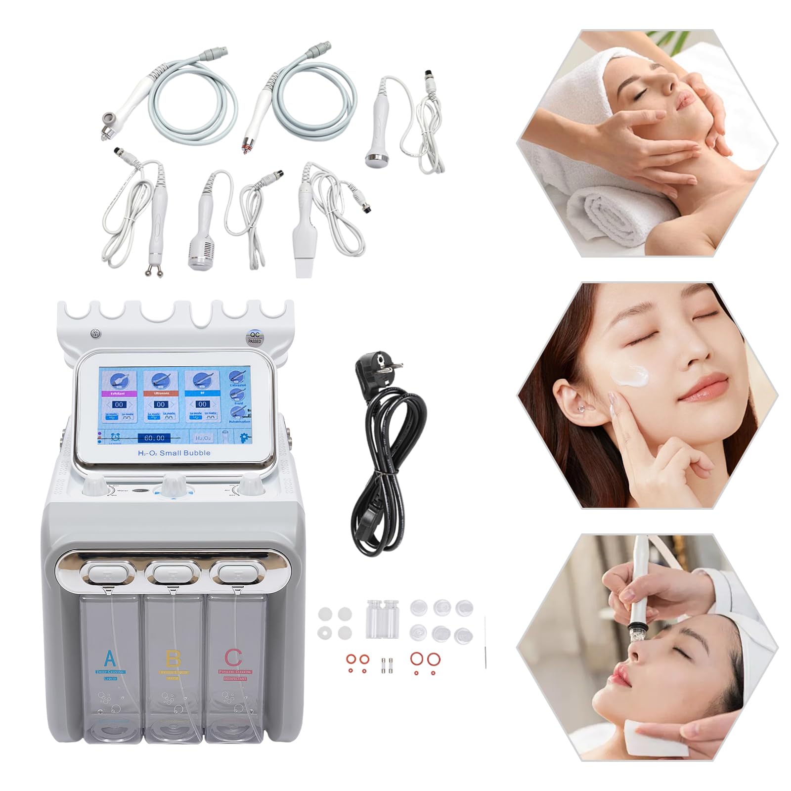 H2-O Small Bubble 美顔器 本体 Hydrodermabrasion, Small Bubble Oxygen Device for Home, 6-in-1 H2