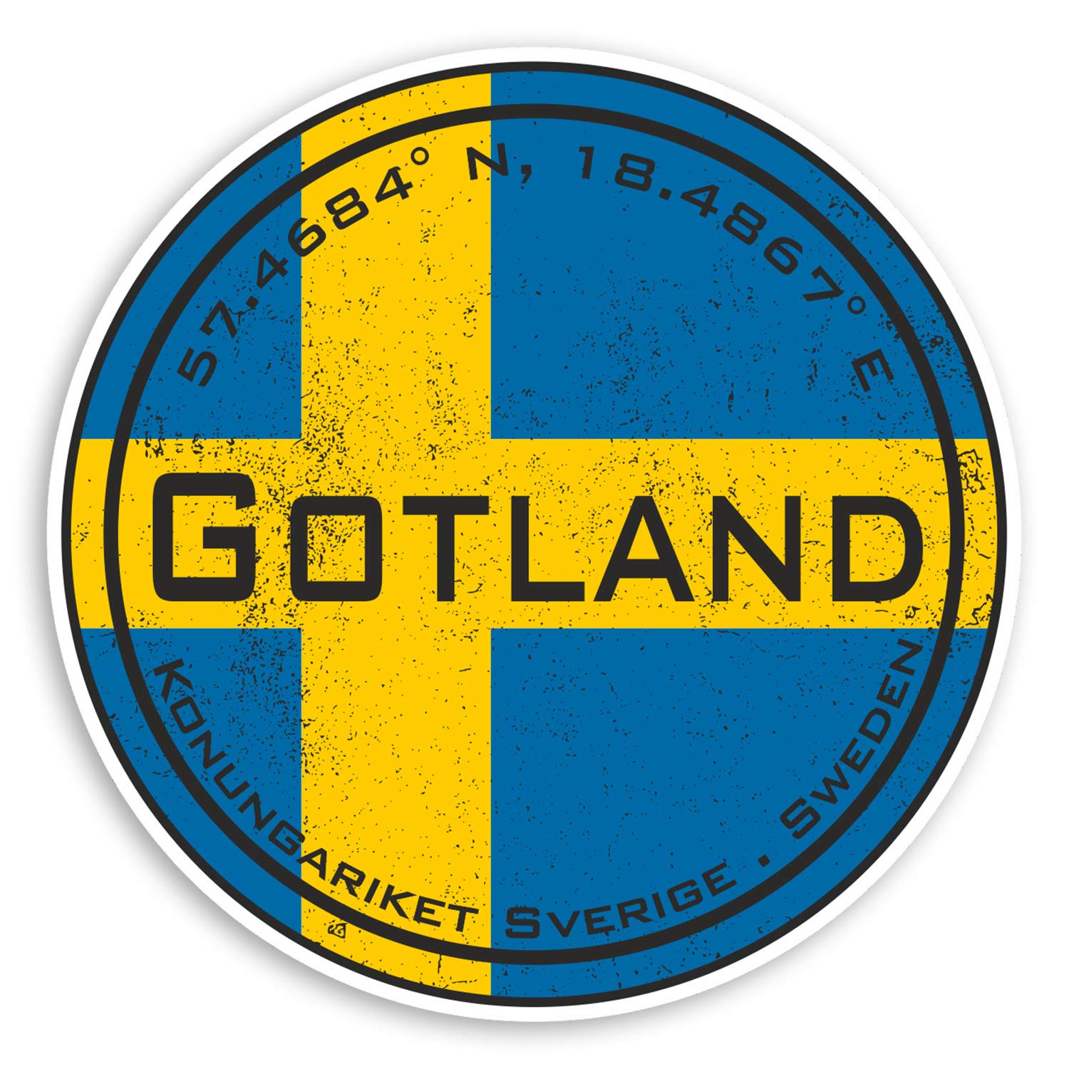 Destination Vinyl Ltd Multi 2 X 10Cm Gotland Sweden Vinyl Stickers - Swedish Flag Luggage Sticker #30501 (10Cm Wide)