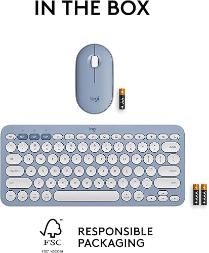 Miniatura 10 de Logitech Pebble 2 Combo para Mac, teclado y mouse inalámbricos, delgado, silencioso y portátil, personalizable, mouse y teclado Bluetooth, fácil de