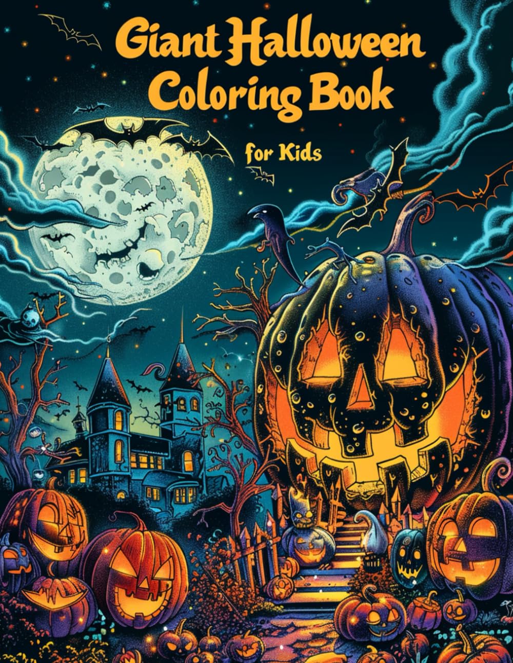 Giant Halloween Coloring Book for Kids: 50 Unique Illustrations of Fun, Cute, and Spooky Designs for Creative Coloring