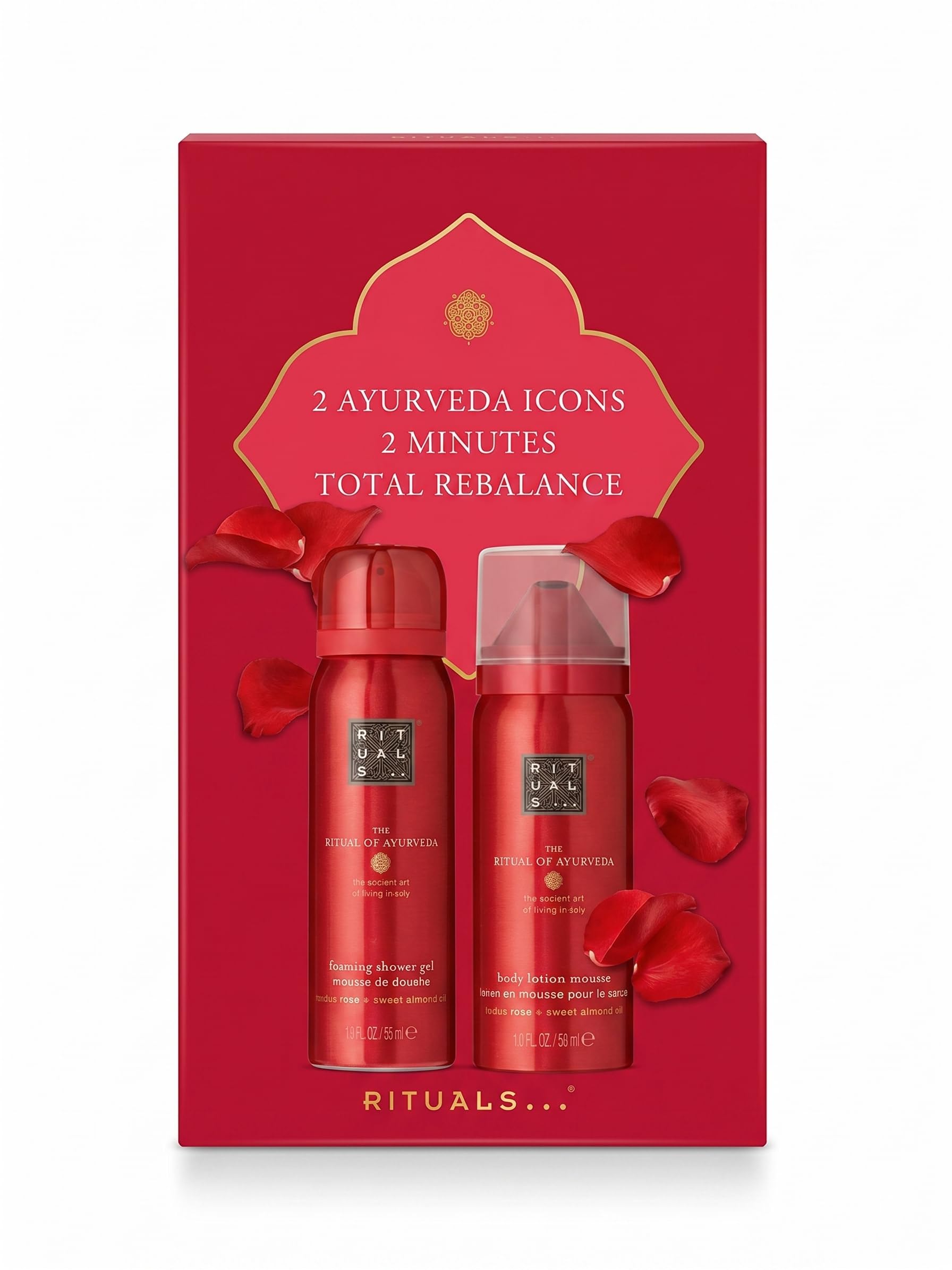 RITUALS The Ritual of Ayurveda Geschenkset, Schäumendes Duschgel & Körperlotion Mousse, 2 x 50 ml