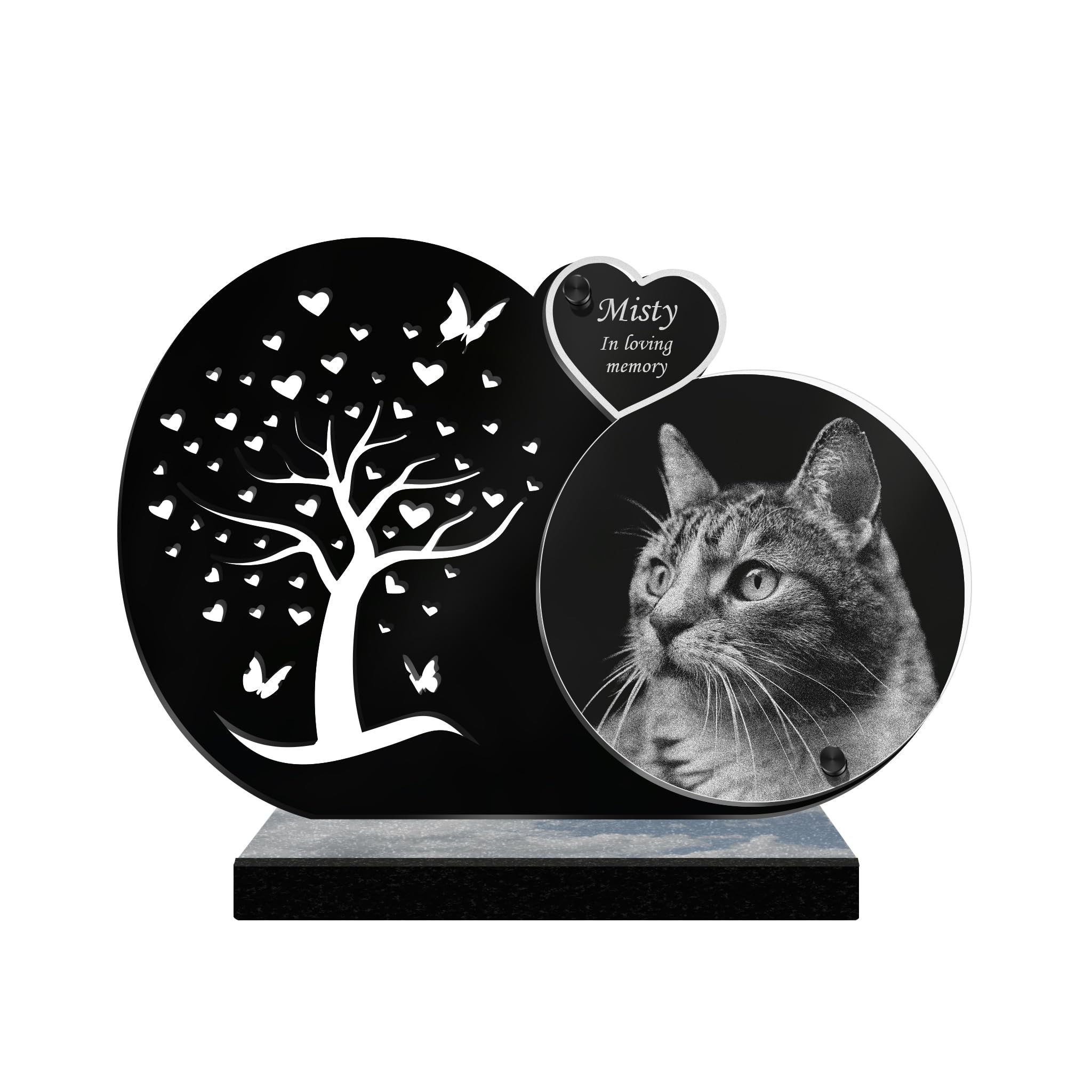 ETERNEL - Personalized Memorial Plaque with Tree and Butterflies for Animals - Dog, Cat, Rabbit, Pets, Customizable Photo and Text, Laser-engraved Memorial Plaque for Commemoration