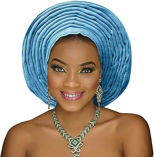Miniatura 5 de Turbante africano africano ASO Oke headtie ASO Oke Nigerian Headtie ASO EBI auto gele Mujeres turbante hermoso turbante para boda fiesta nigeriano