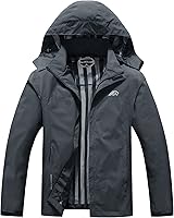 OTU Men's Lightweight Waterproof Hooded Rain Jacket - Breathable Windproof Shell for Hiking & Travel