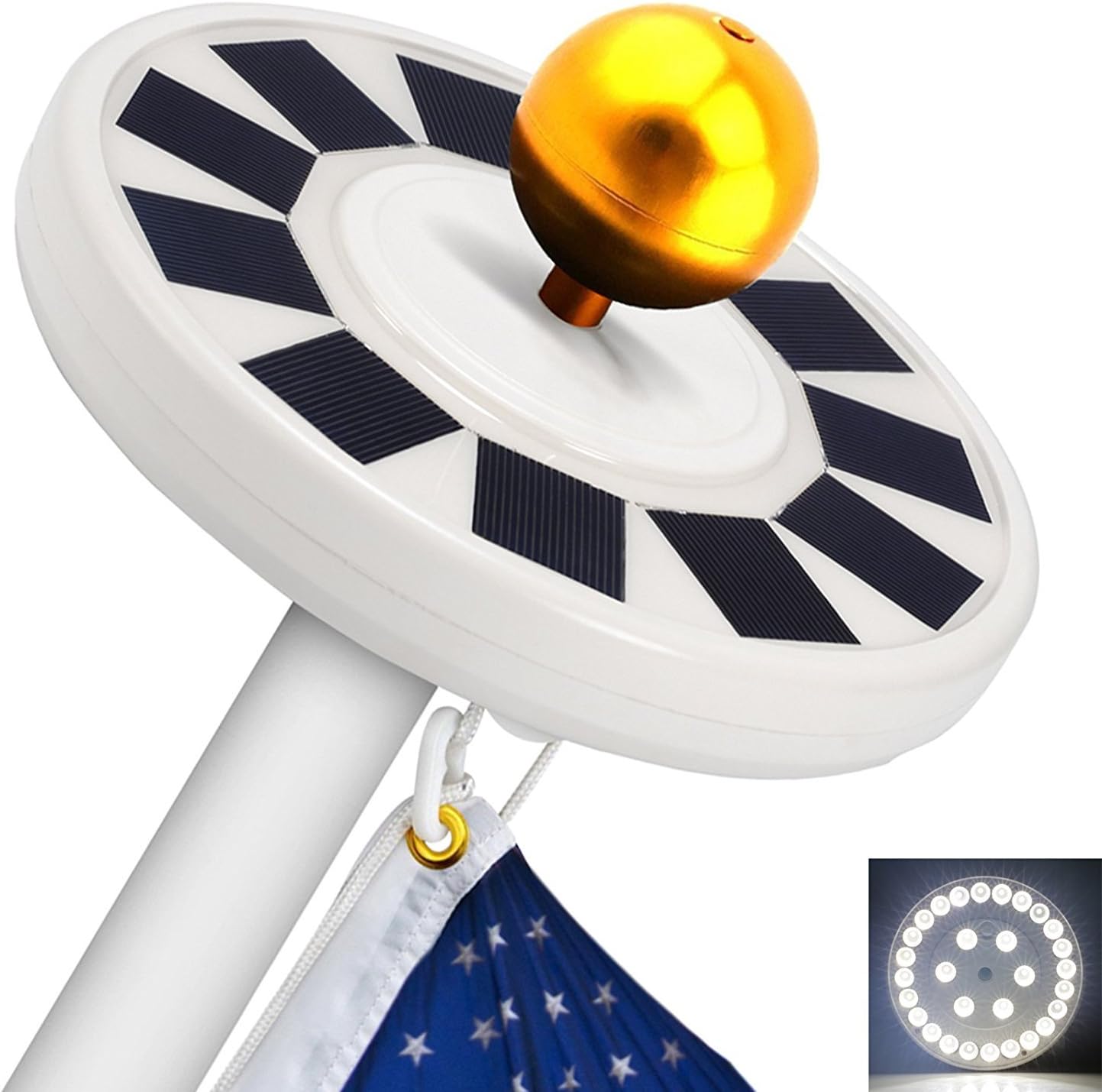 Solar Flag Pole Light 30 LED Flagpole Lights Downlight