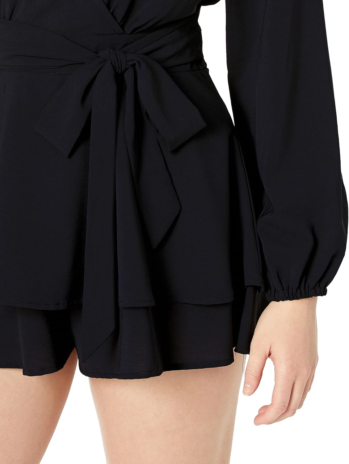 Relipop Womens Floral Print Romper V Neck Long Sleeve Double Layer Ruffle Hem Shorts Jumpsuit 2026 Beach Vacation Outfits - Image 3