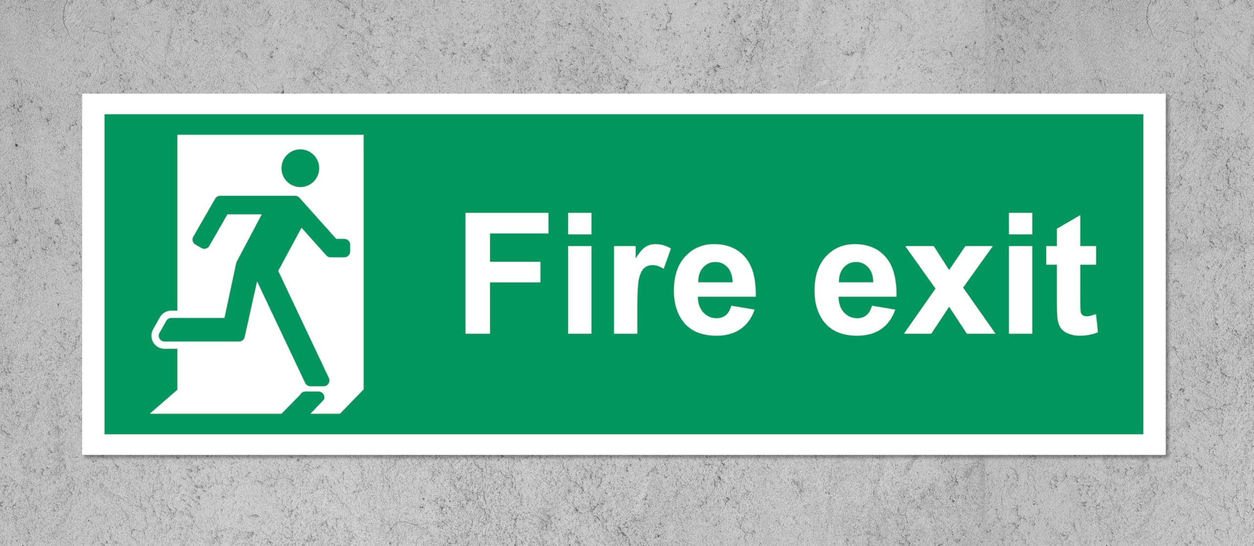 Fire exit Safety Sign -1.2mm Rigid Plastic 300mm x 100mm Case (Pack of 5)