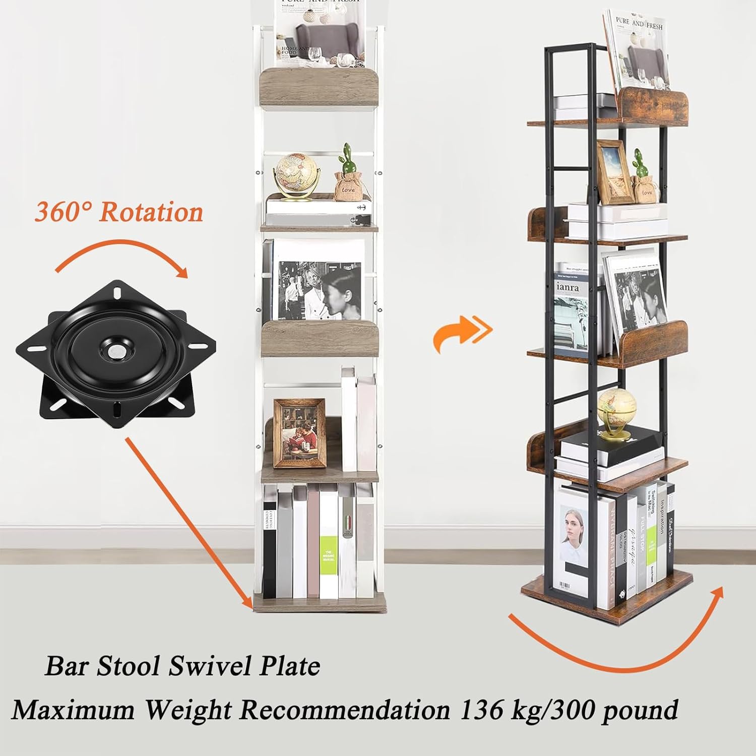 Bar Stool Swivel Plate 9.7in Black Swivel Seat Parts with Solid Ring of Ball Bearing 2Pack Heavy Duty Bar Stool Swivel Plate 300lbs Capacity