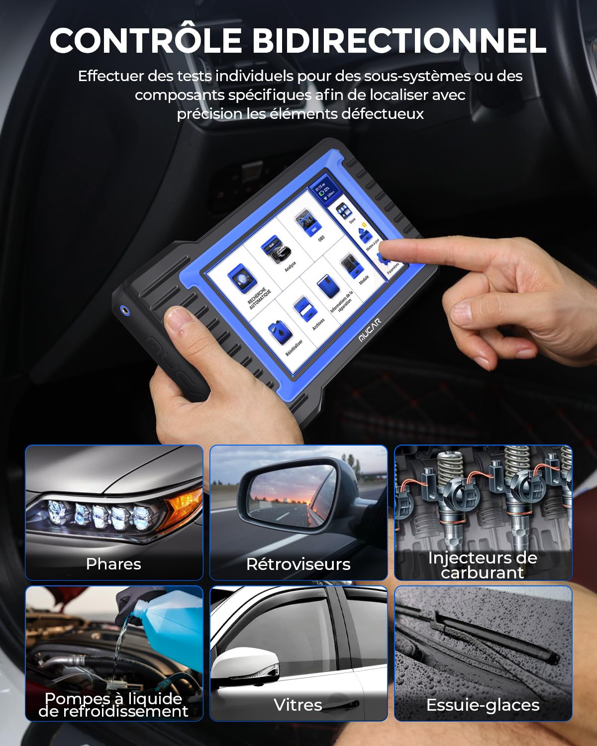 MUCAR VO7 Valise Diagnostic Auto avec Mise à Jour Gratuite, Outil de Balayage Bidirectionnel OEM avec Codage de l'ECU, 28+ Services, Diagnostic sans Fil OBDII Voiture