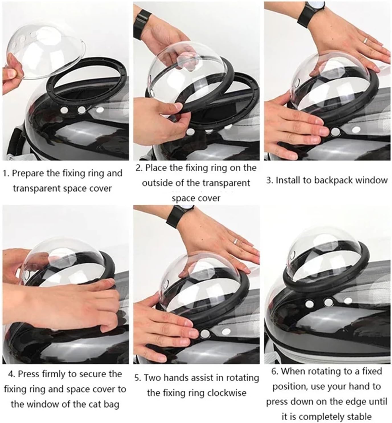 Premium Transparent Breathable SpaceCapsule Pet Backpack Lightweight Portable Soft Carrier Bag,Compatible for Cats Dogs Travel Outdoor(Black-with-Cover)