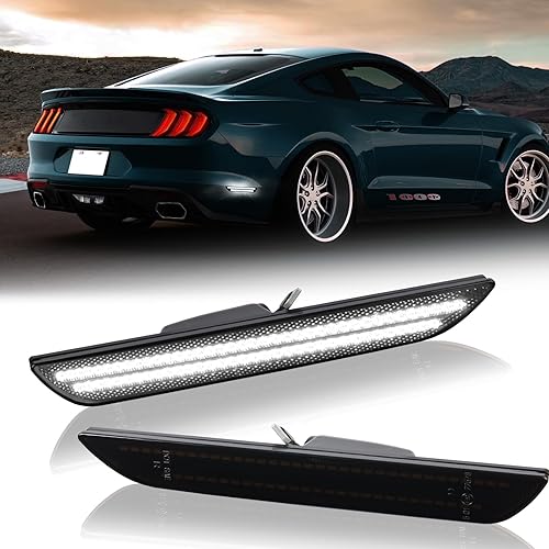 Luces LED de marcador laterales traseras blancas reflectores para Ford Mustang 2015-2023, lente ahumada, 2 unidades