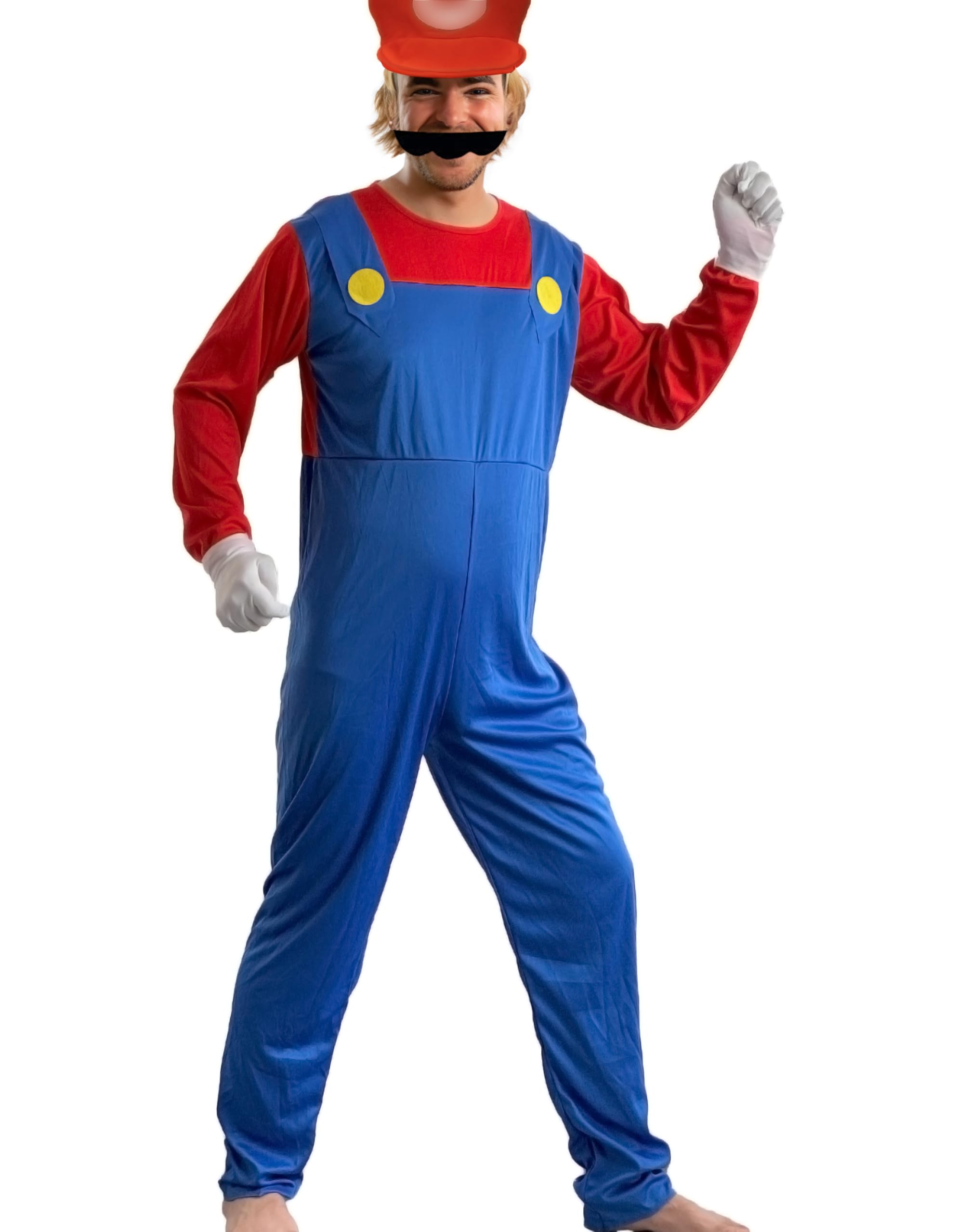ulyuitaatweSuper Brothers Costume Adult Plumber Costume For Men Halloween Outfit Jumpsuit
