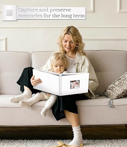 Miniatura 91 de Álbum de fotos autoadhesivo para fotos de 3 x 5, 4 x 6, 5 x 7, 8 x 10, 40 páginas, cubierta de lino con ventana de exhibición, libro de fotos, Negro