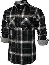 PARKLEES Mens Classic Elegant Long Sleeve Button Down Fleece Shirt with Pocket