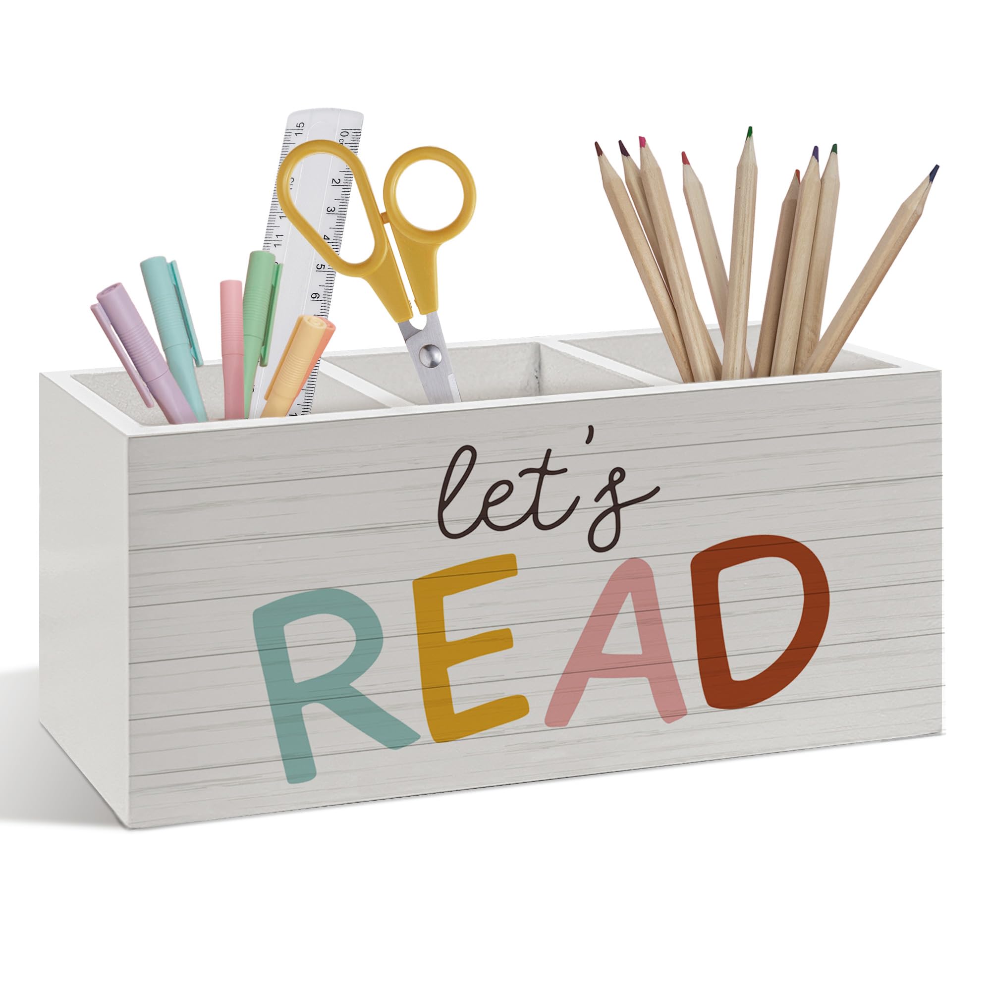 Stiftehalter für Buchliebhaber, Buchleser, Geschenke, Boho-Schreibtischzubehör, Holzstift, Organizer für Lesezimmer, Ecke, Klassenzimmer, Bibliothek, Schreibtischdekoration