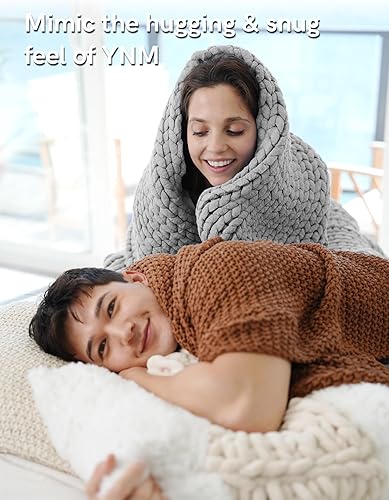 Miniatura 8 de YnM Manta gruesa, de peso medio, tejida a mano, agradable al tacto, ventilada y transpirable, lavable a máquina, pieza de decoración del hogar para