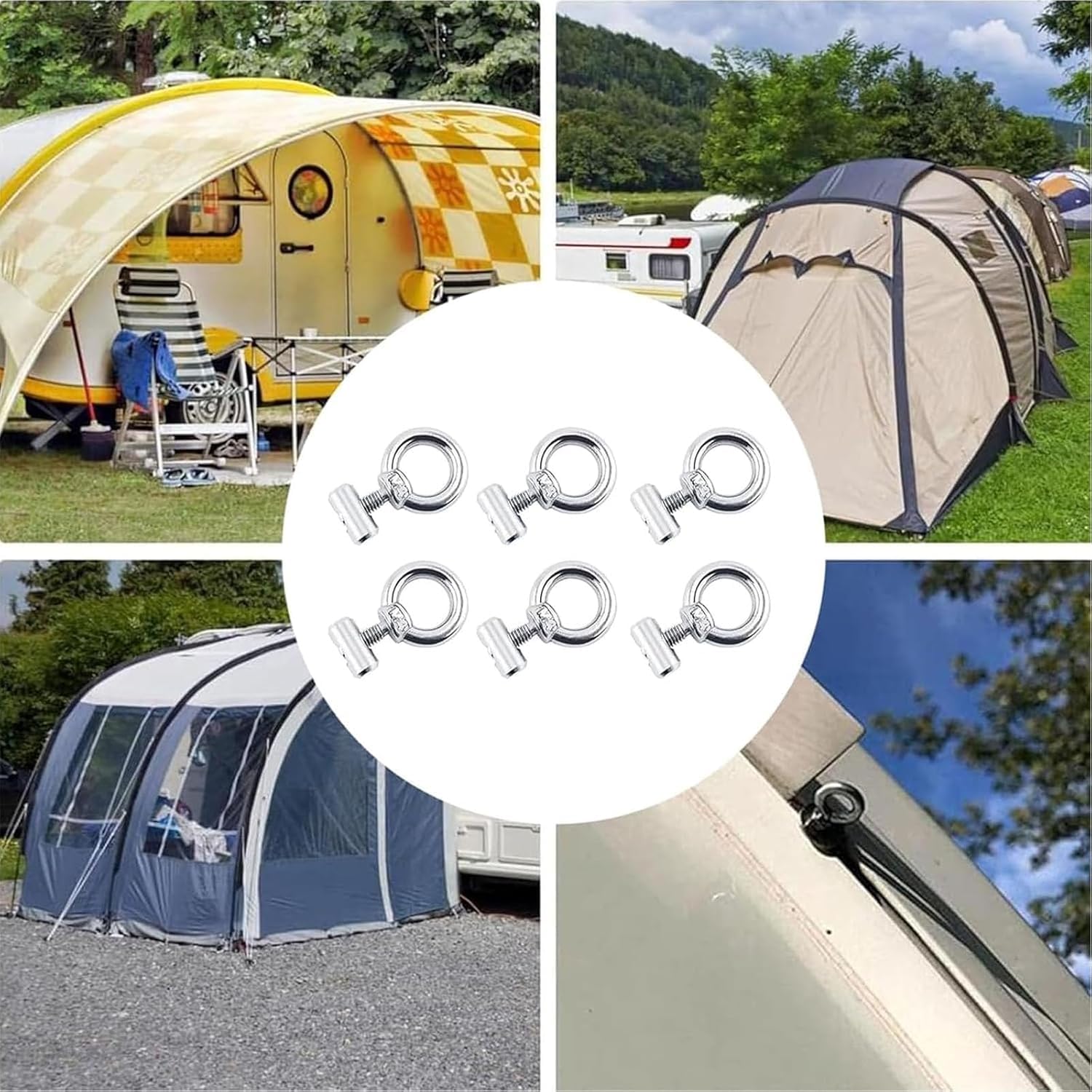 Ganci per Tendalino Camper Acciaio Inossidabile 8 Set da 6 mm Accessori Roulotte Barche