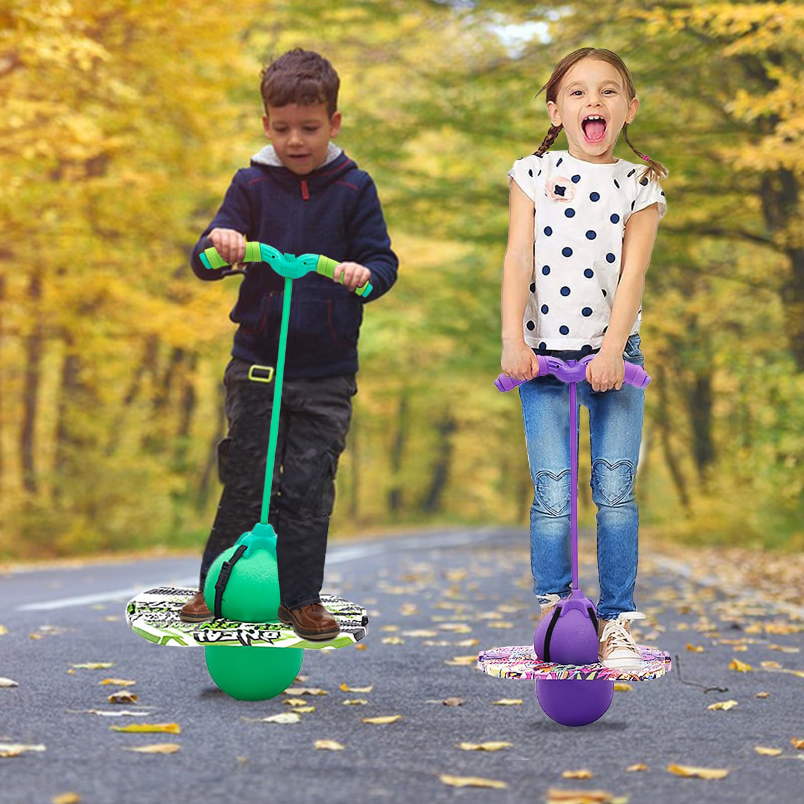 Pogo con Asas,100KG Equilibrado y Coordinado Pogo de Rebote, Las Asas Son Ajustables Equipado para Niños y Adultos para Entrenar Las Habilidades de Equilibrio (Púrpura)
