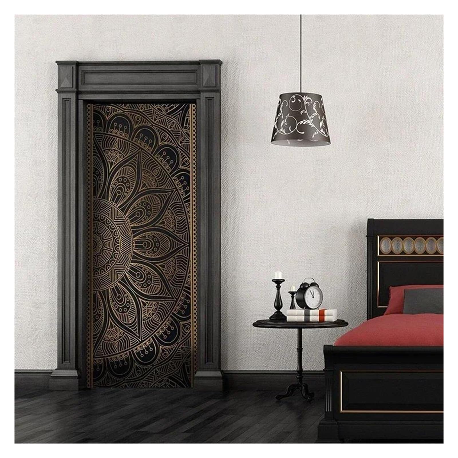 Papier peint peinture noir et doré de style bohème pour décoration chic