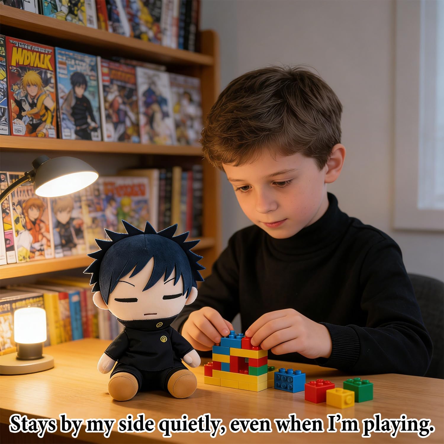 Jujutsu Kaisen Megumi Fushiguro Peluche, 23cm Seduta Merchandising Anime, Morbida Cotone PP, Pelle delicata Imbottita, Cuscino Peluche per Auto Casa Divano, Decorazione Portachiavi Regalo - 5