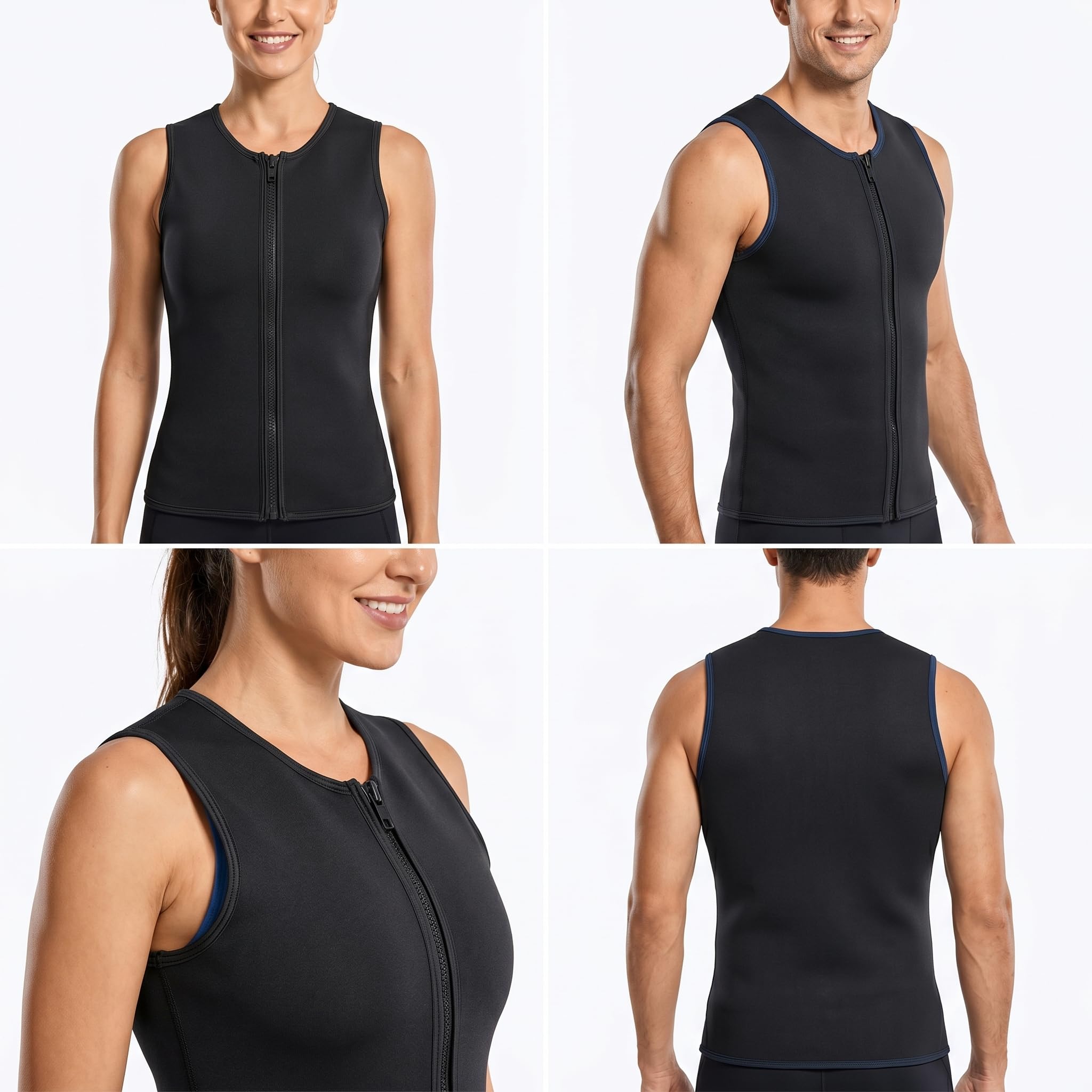 Muta da uomo, senza maniche, 2 mm, in neoprene, termica, per sport acquatici, kayak, nuoto, surf, snorkeling, immersioni, con cerniera (XXL)
