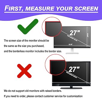 2 Pack 27 inch Matte Screen Protector for Computer Monitor, Blue Light Reduction and Anti Glare Matte Protector, Bubble-Free Easy Install, for 16:9 Widescreen Office Home Display