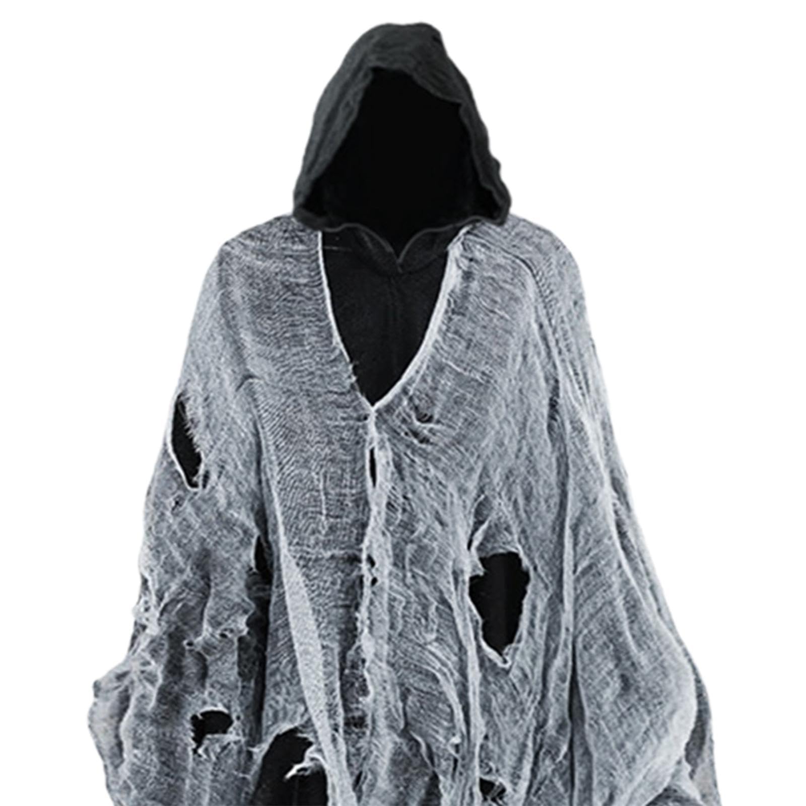 con Cappuccio per Halloween, Mantello con Cappuccio per Cosplay, Travestimenti, Costumi, Spettrali per Feste, Spettacoli, Nero
