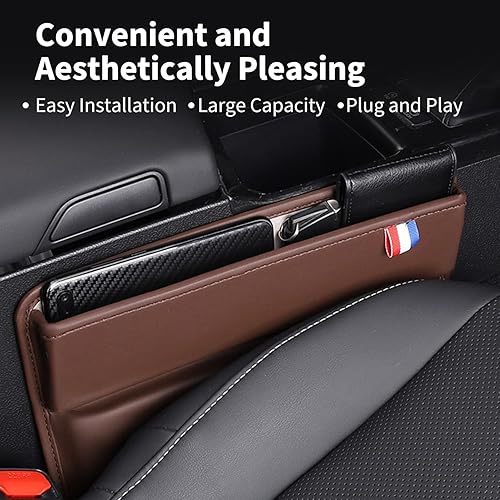 Miniatura 2 de SHOFOYOC Paquete de 2 organizadores de relleno de espacio para asiento de automóvil, organizador multifuncional de piel sintética con bolsillo