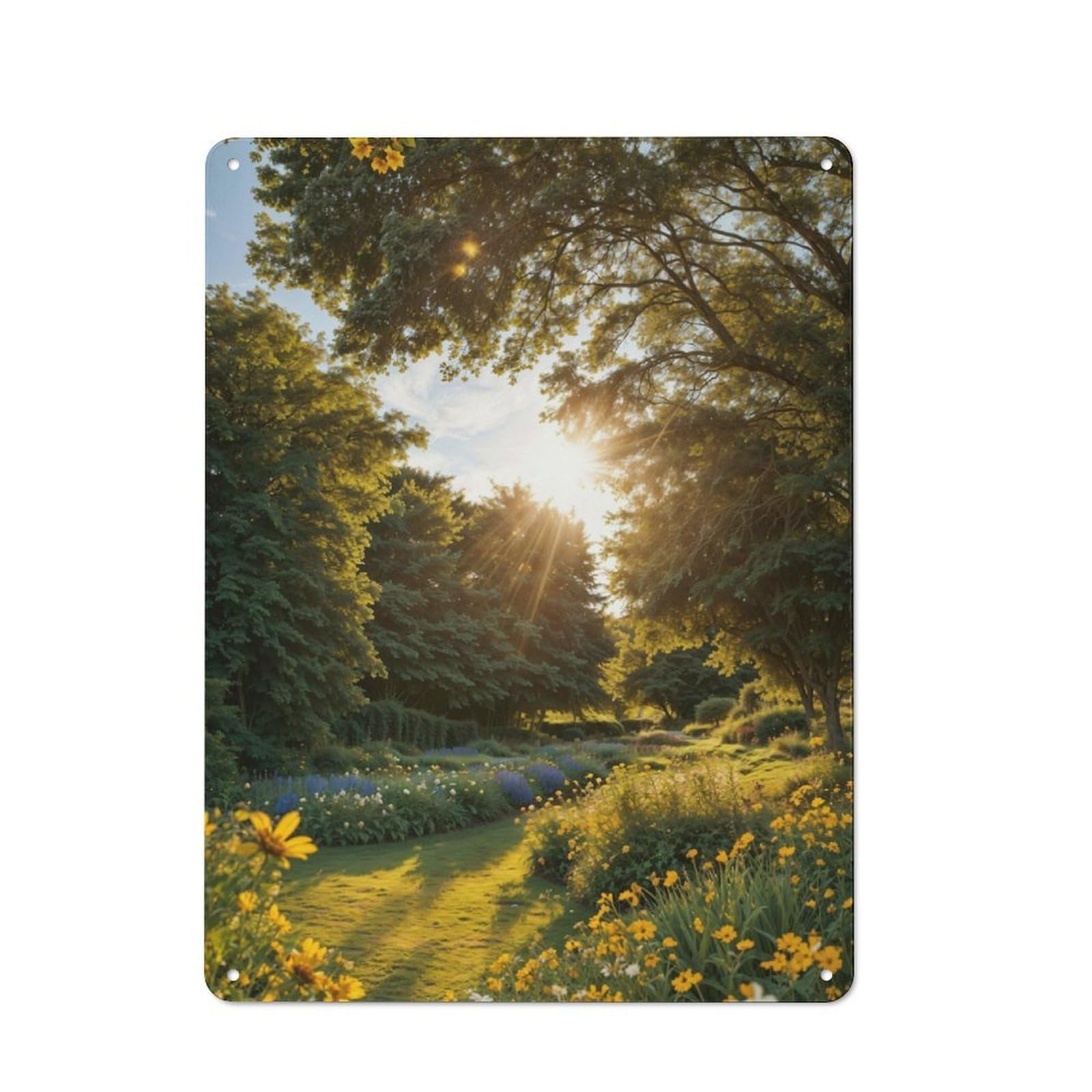 Junmoney Sunlit Meadow In Bloom Retro Tin Sign 40X30cm For Man Cave Or Games Room, A Decorative Christmas Gift For Leisure-Room Decor Enthusiasts