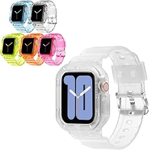DABAOZA Compatible with Clear Apple Watch Band 45mm 44mm 42mm, Rugged Translucent Frosted Jelly Crystal Women Men TPU Strap for iWatch Series 9 8 7 6 / SE 5 4 3 2 1