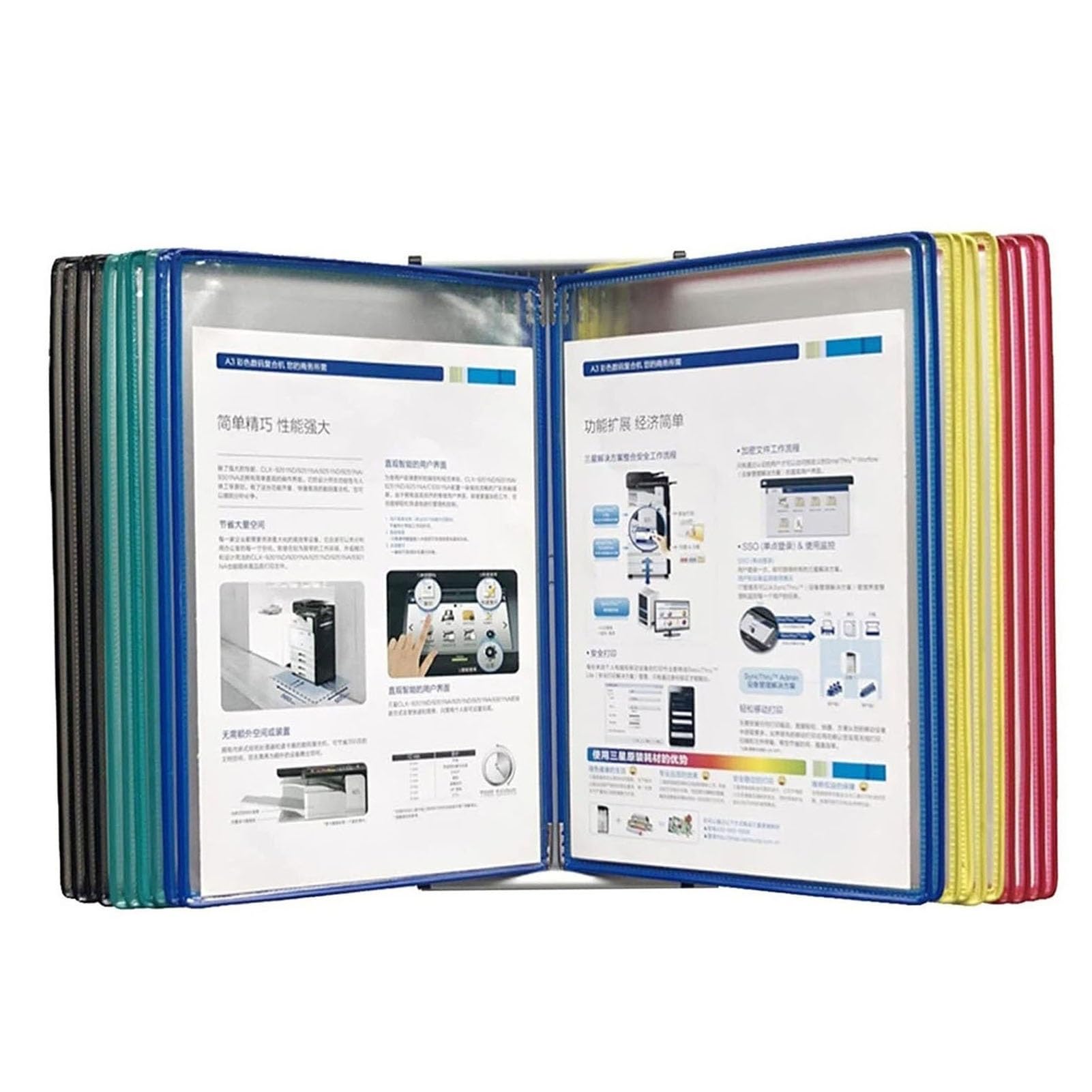 Desktop-Referenzsystem, Büro-Referenzsystem, Wandmontage, 20 Display-Taschen, zum Anzeigen und Archivieren von A4-Dokumenten im Büro/Zuhause, einfach zu installieren