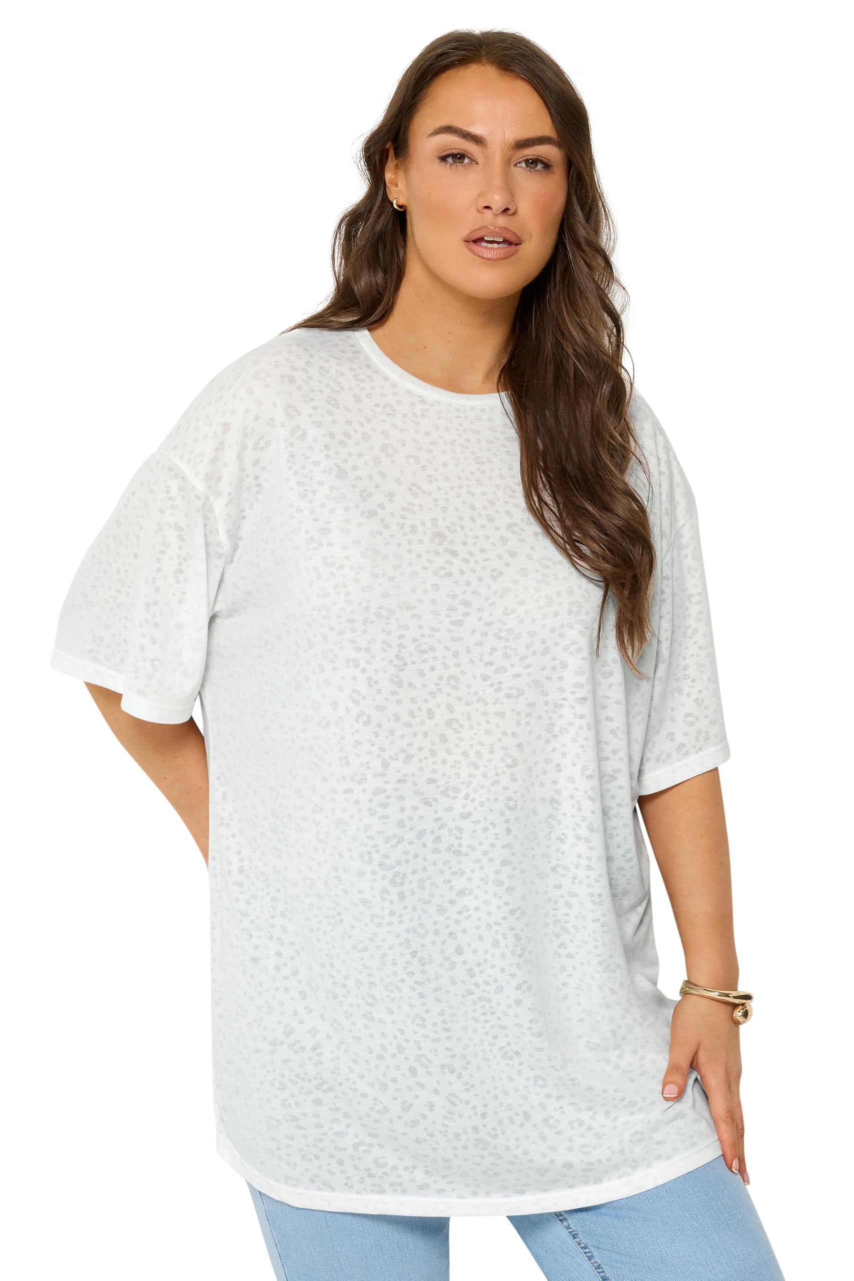 Yours Women's White Animal Burnout T-Shirt In | : 22/24