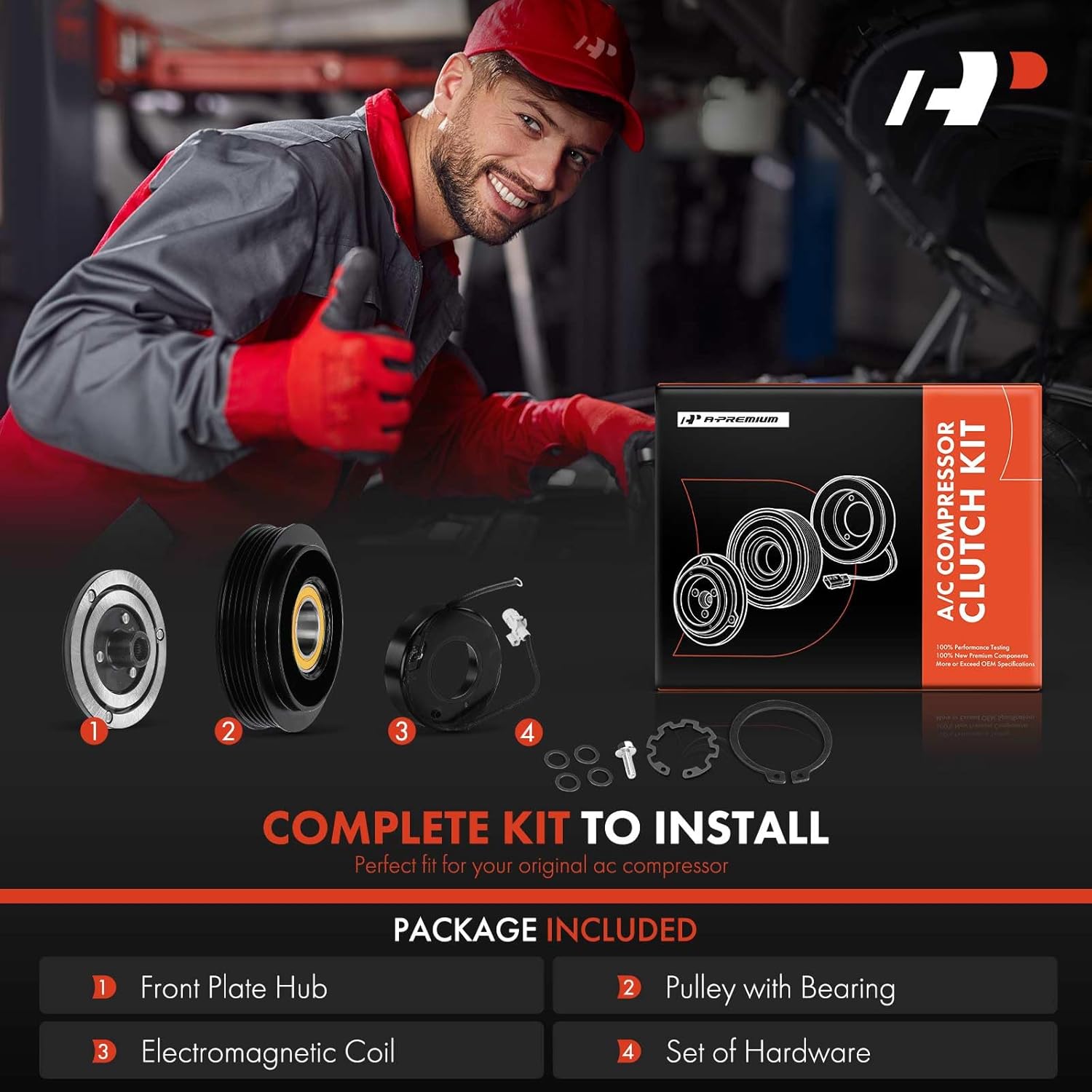 A-Premium Air Conditioner AC Compressor Clutch Kit Compatible with Suzuki Vitara 2000-2003 & Chevrolet Tracker 2000-2003, 2.0L