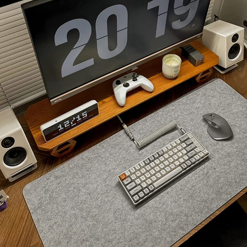 Schreibtischunterlage Filz Mauspad Groß - 90 x 43cm Desk Matte, Rutschfest Schreibunterlage, Tischunterlage Schreibtisch, Schreibtisch Unterlegmatte, Schreibtischmatte für Büro und Zuhause(Hellgrau)